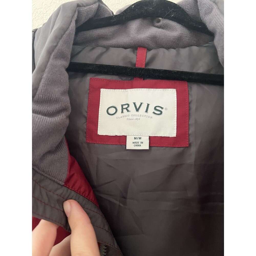 ORVIS Mens Medium Classic Puffer Vest Jacket Maroon Gray Fishing Hiking Casual - Picture 5 of 7